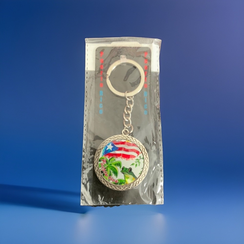 Puerto Rico Heavy Keychain Flag Coqui Frog Palm Tree Souvenir Multicolor - Picture 7 of 9